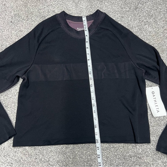 Athleta Seamless Sweatshirt Womens Large Black Long Sleeve Crew Neck Pullover - Picture 2 of 7